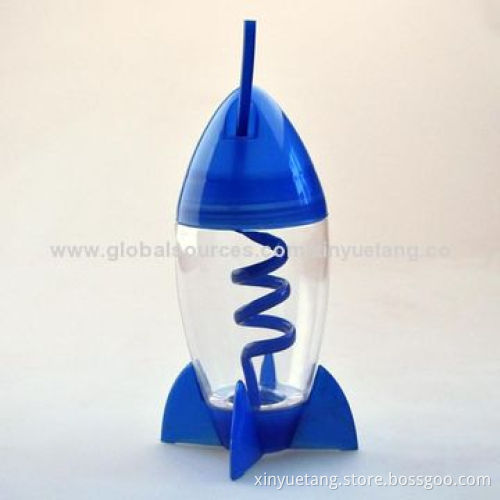 300mL Plastic Kid's Water Bottle with Straw